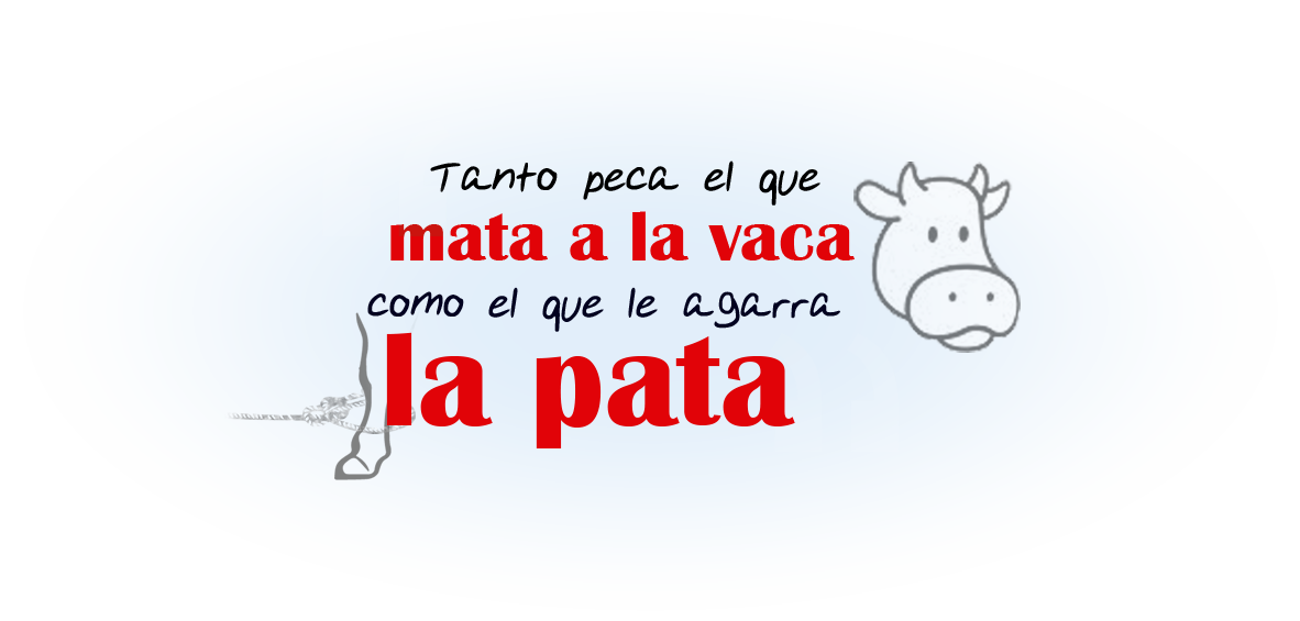 Tanto peca el que mata a la vaca como el que le agarra la pata